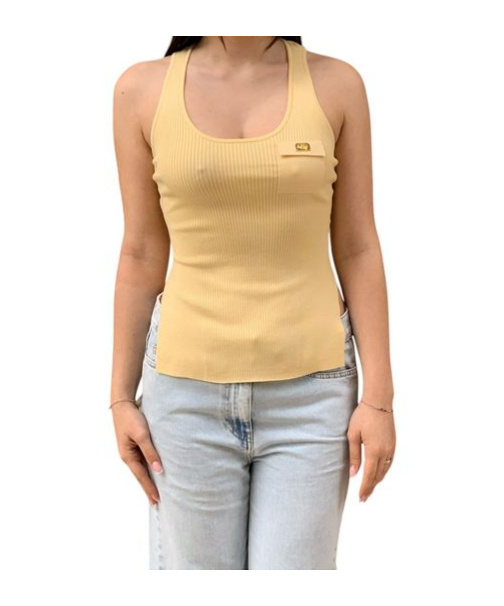 Elisabetta Franchi Breast Pocket Micro-ribbed Tank Top