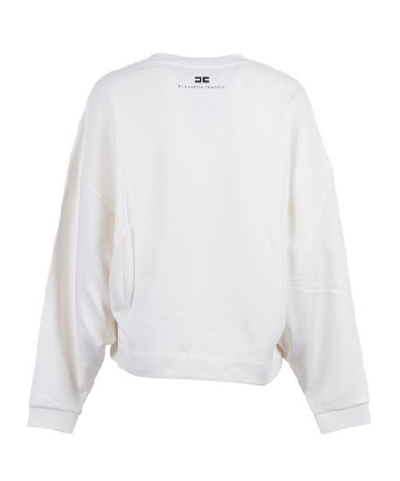 Elisabetta Franchi Oversized Sweatshirt With Bold Text Graphics In White
