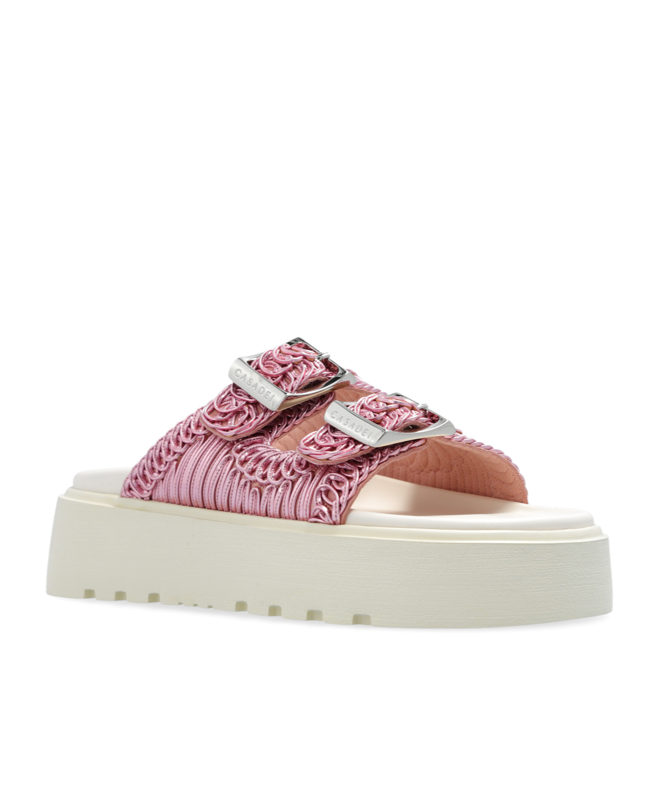 Shop Casadei Birky Ale Flatform Slides In White