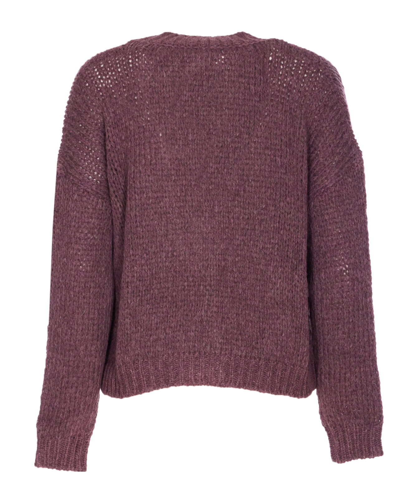 Roberto Collina V-neckline Textured Knit Cardigan With Front Pockets In Purple