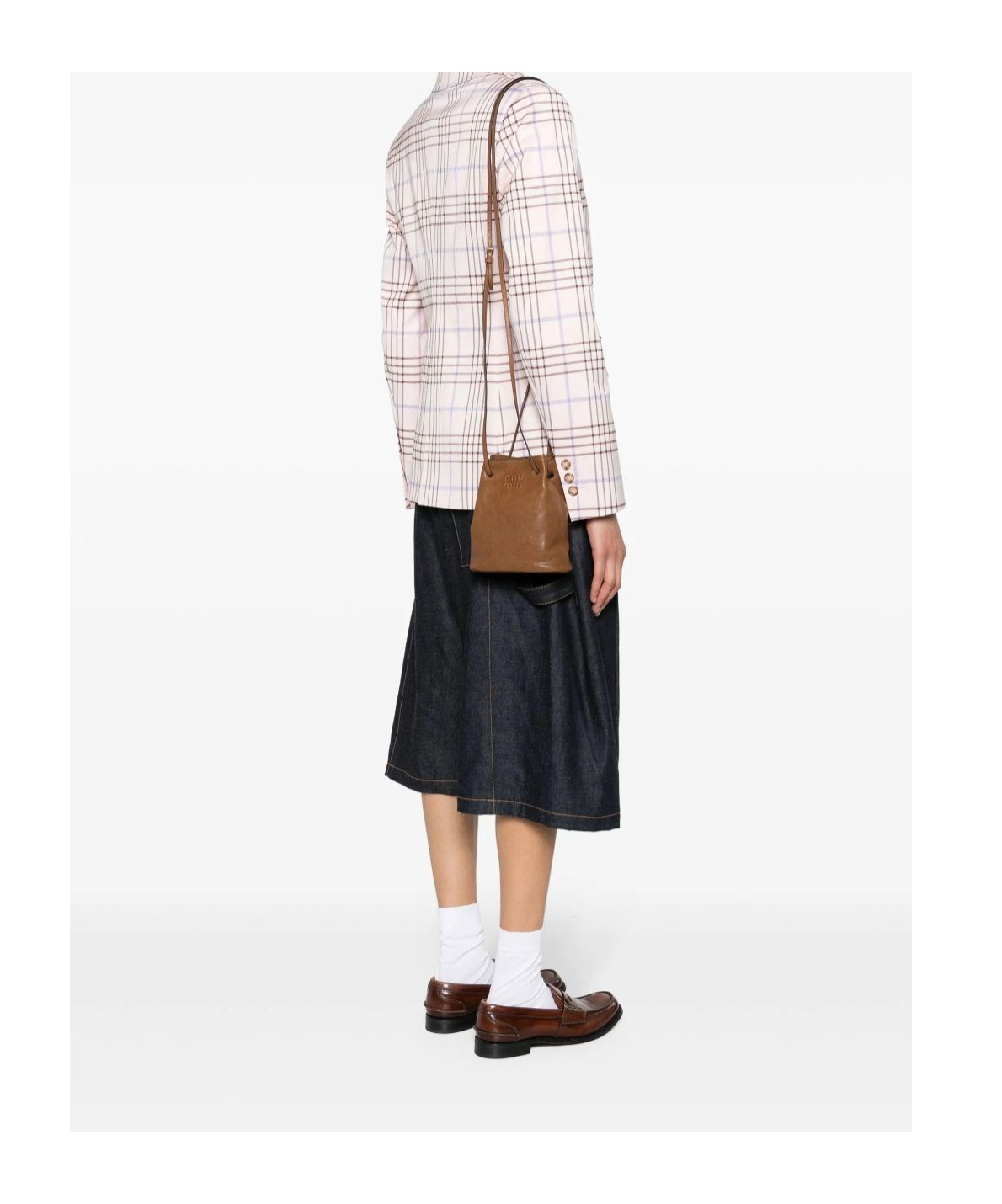 Miu Miu Drawstring Shoulder Bag In Brown