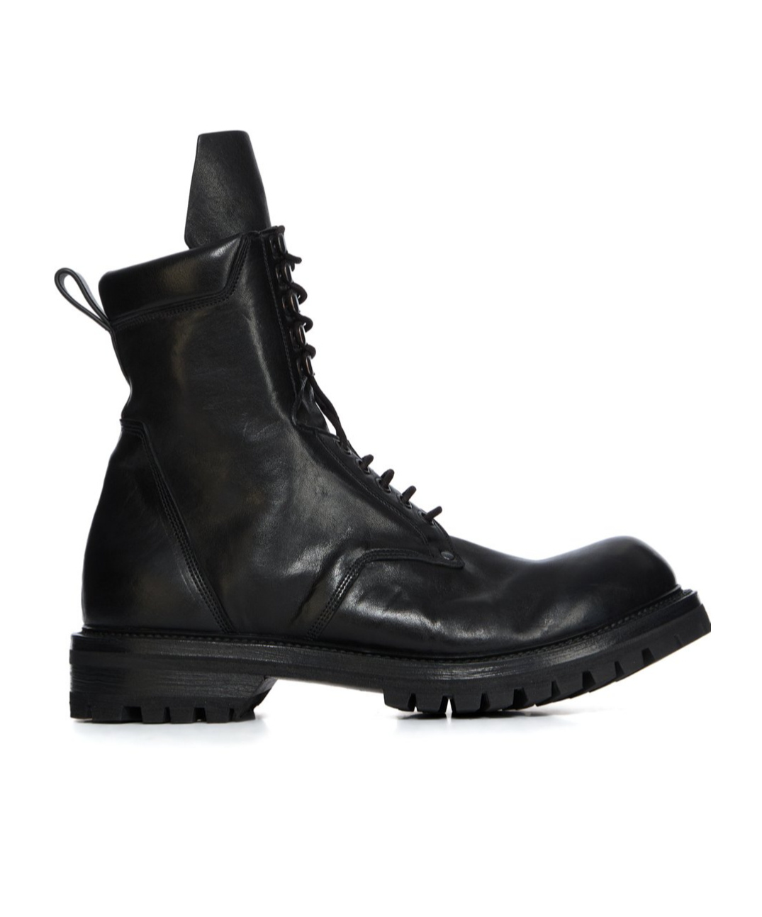 Rick Owens Leather Combat Boots In Black