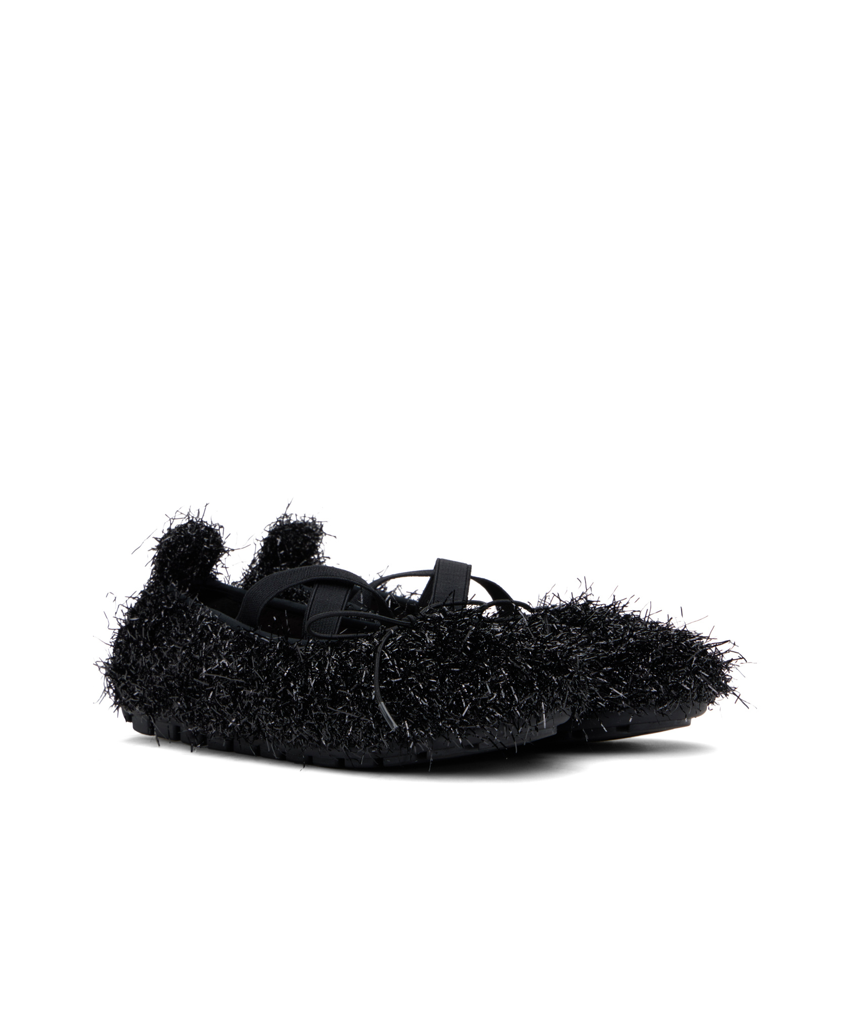 Simone Rocha Black Tinsel Grip Ballerina Flats In Black