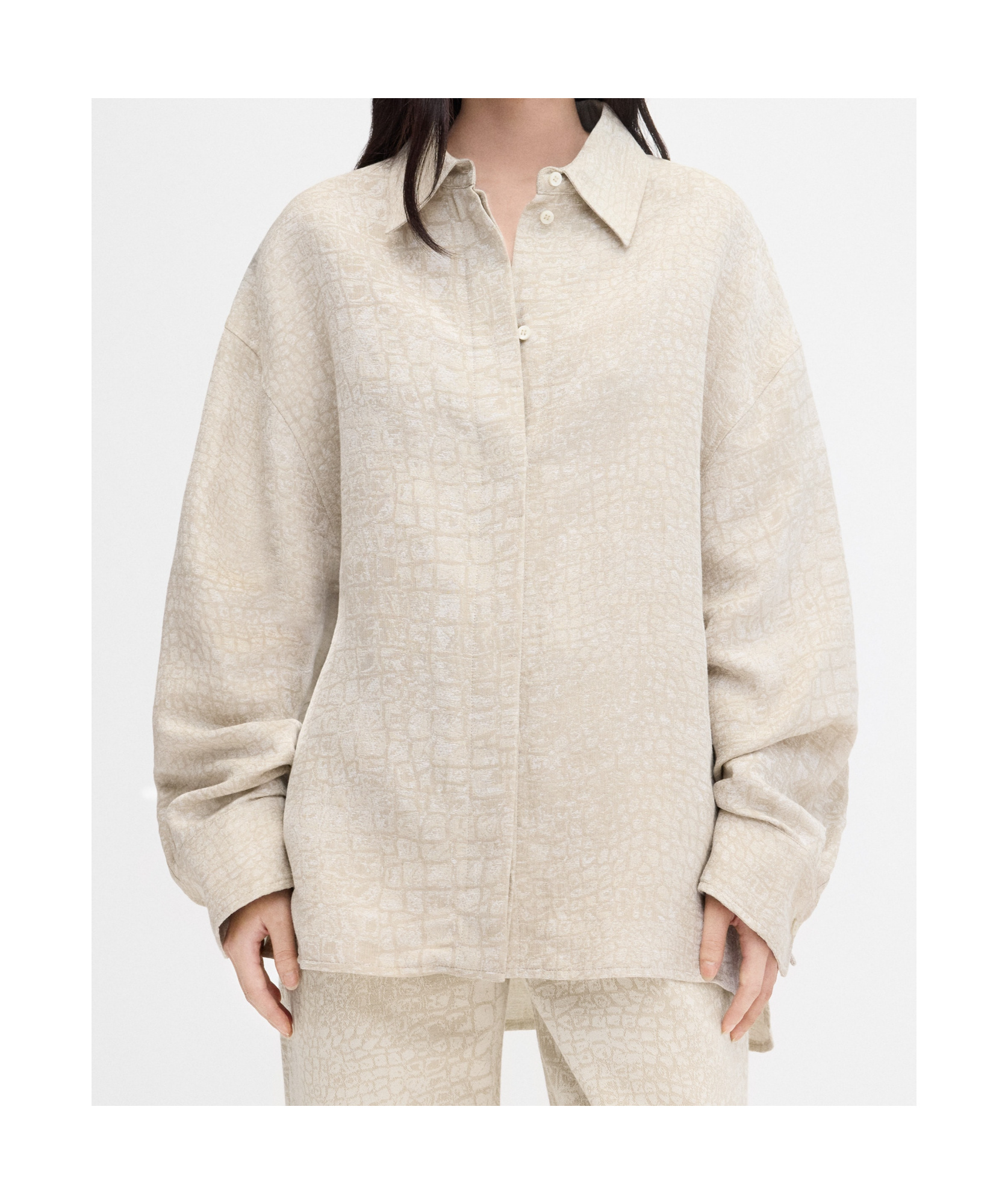 Jacquemus The Pasadena Oversize Croc Pattern Button-up Shirt In Nude