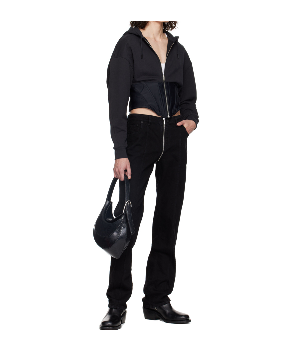Mugler Zippered Wrangler Jeans In Black