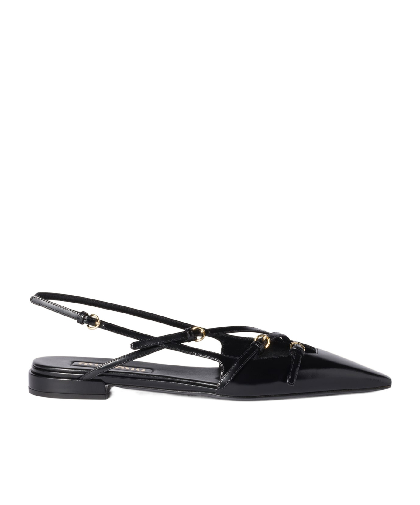 Miu Miu Slingback Ballerinas With Buckles In Black