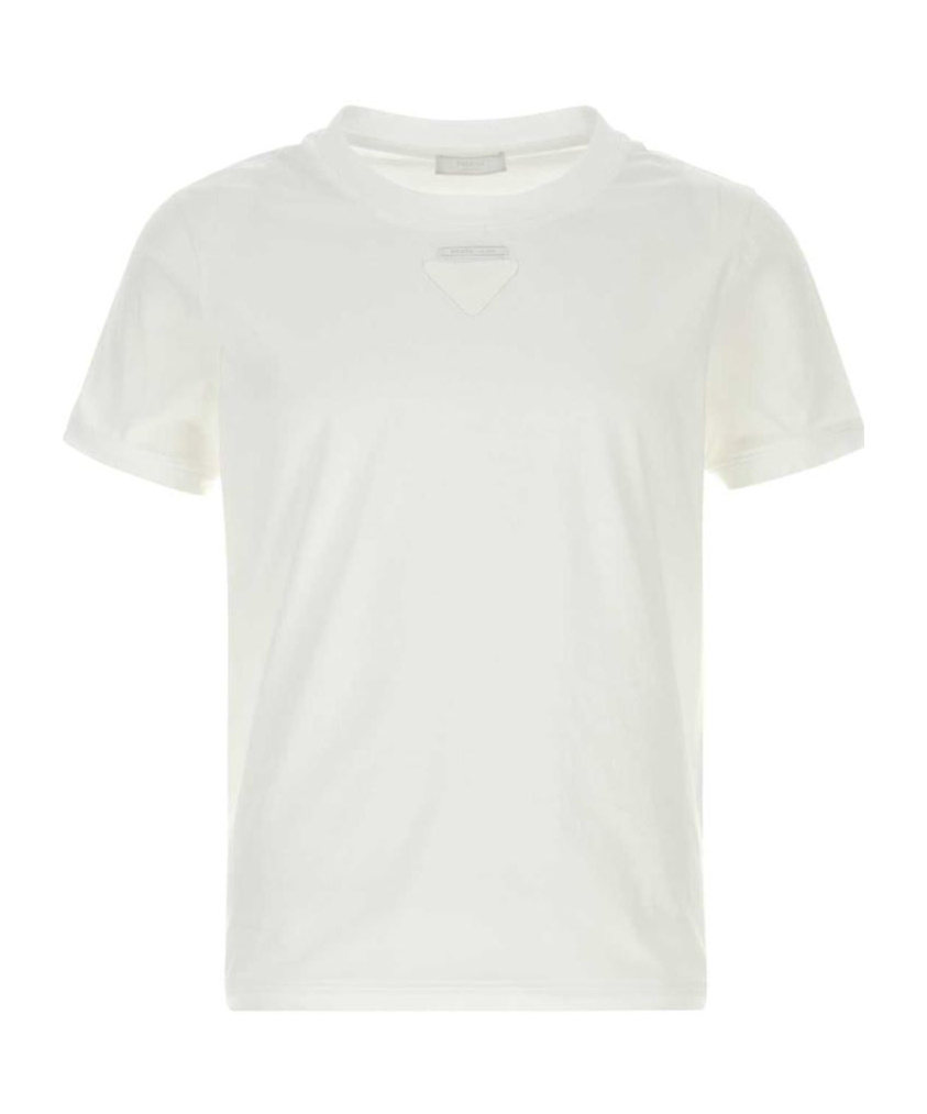 Prada Crew Neck Short Sleeve Fitted T-shirt In White