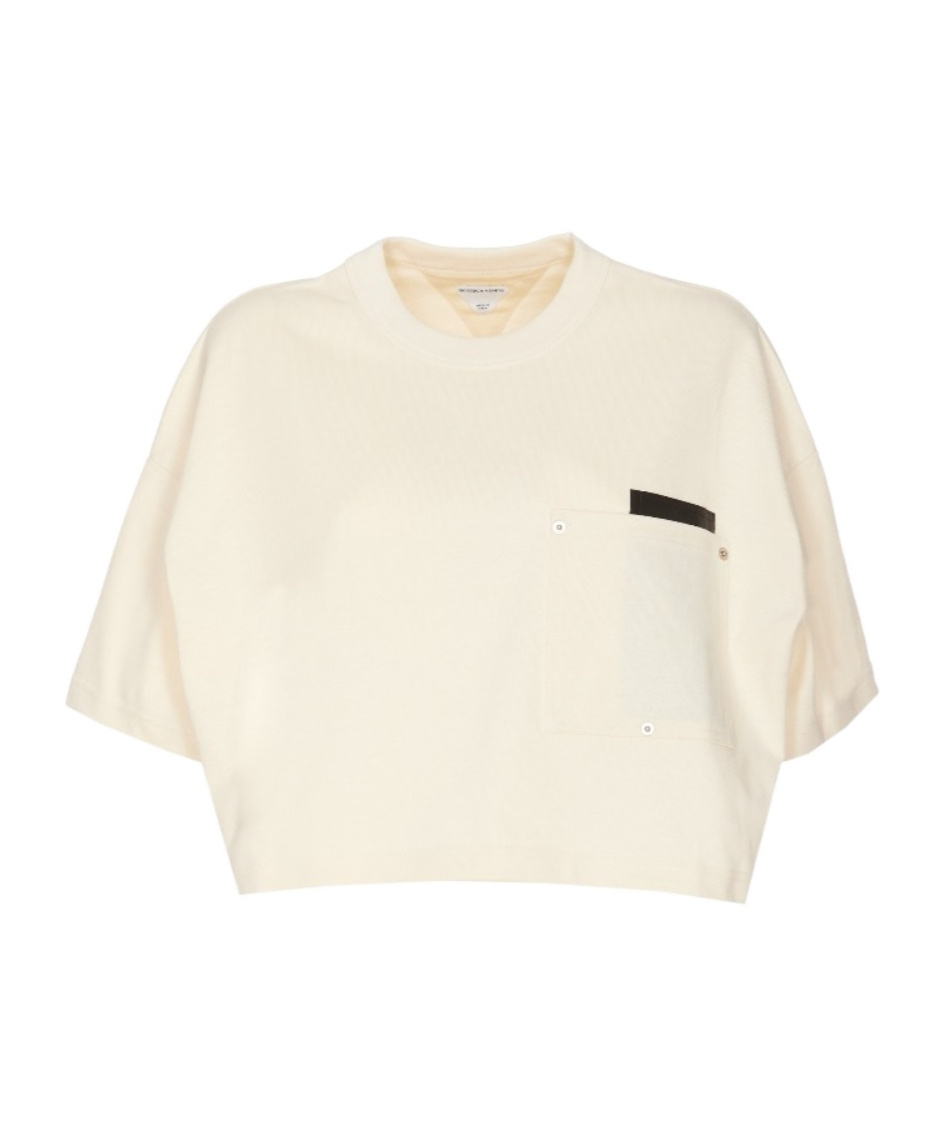 Bottega Veneta White Short-sleeved Crop T-shirt With Heart