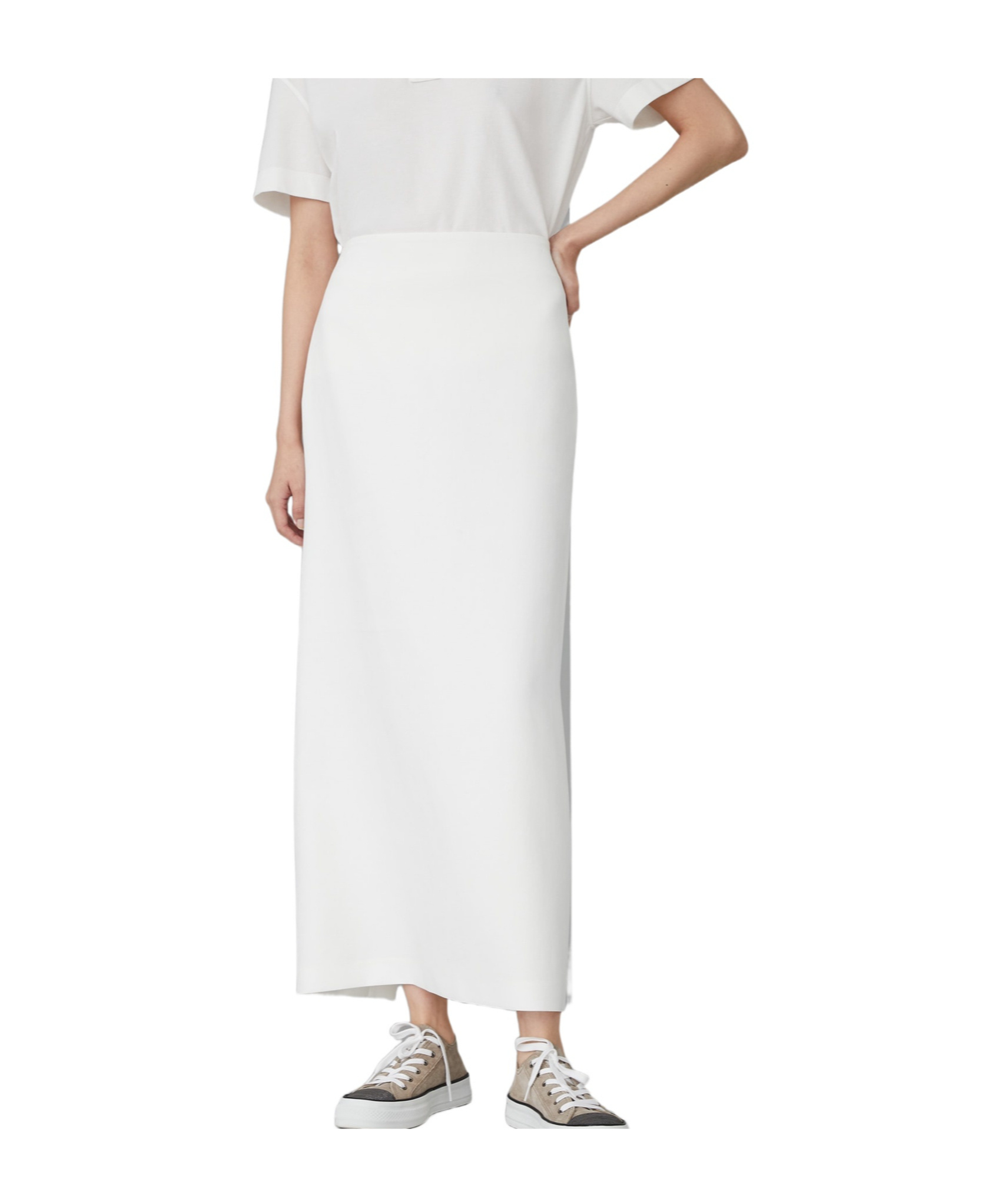 Brunello Cucinelli Long Skirt With Diagonal Cut In White