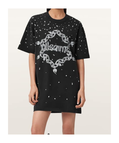 Allsaints Drip Scatter Embellished Mini Dress In Black