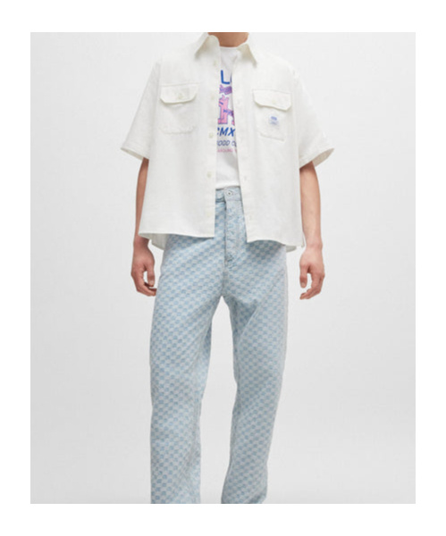 Hugo Boss Lapel Short-sleeved Shirt In White