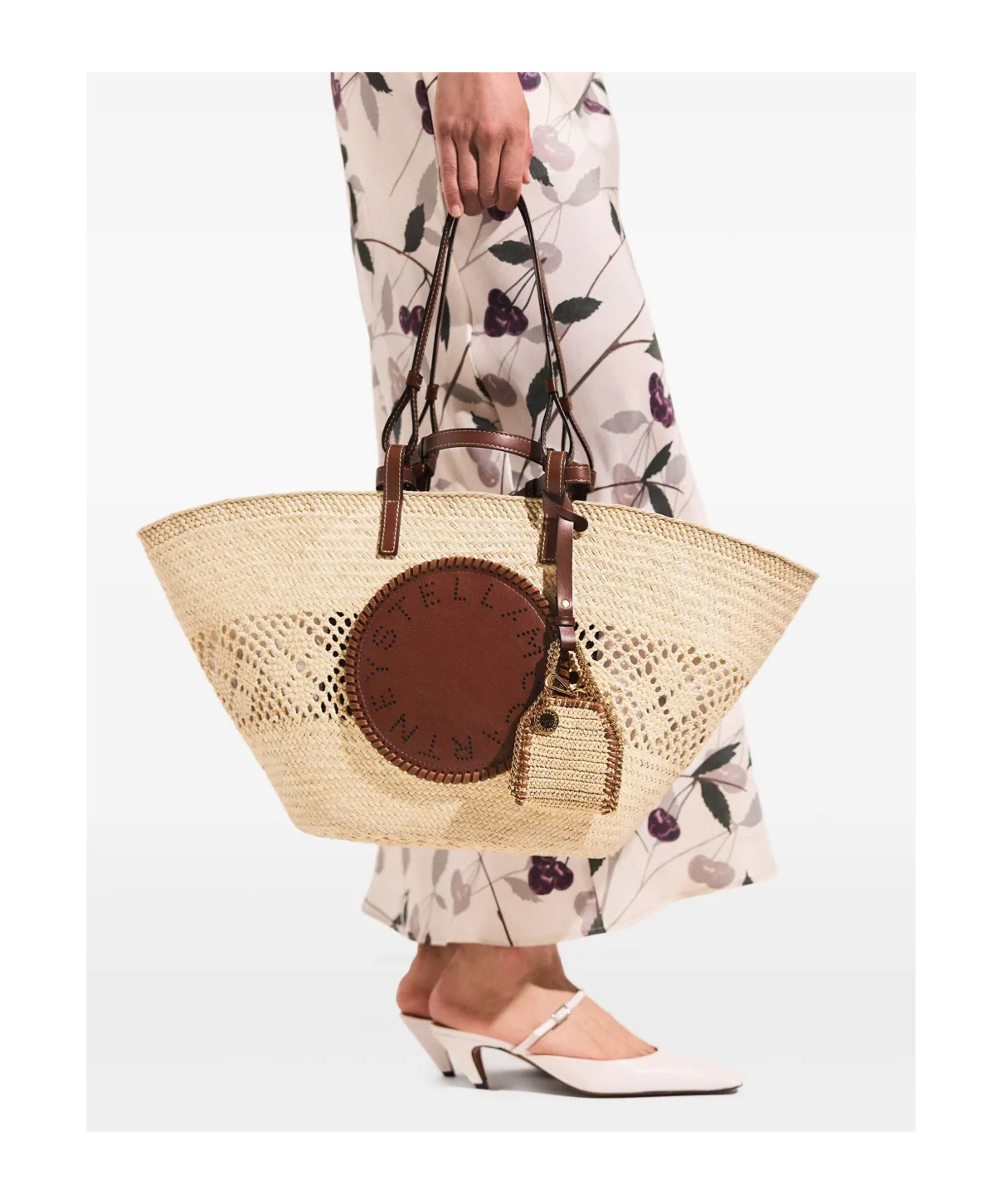 Stella Mccartney Logo Raffia Crochet Large Tote Bag