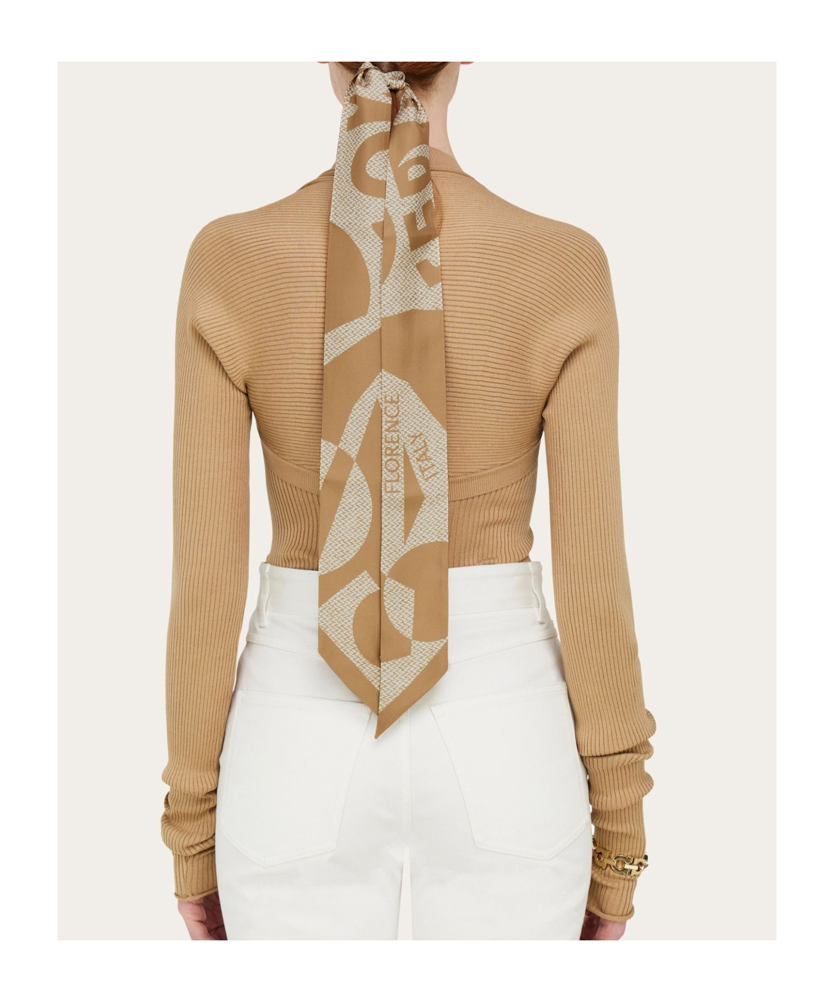 Ferragamo Venna Print Silk Headband In Brown