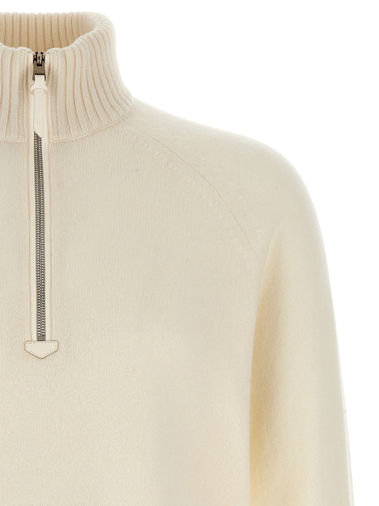 Tom Ford Half Zip Sweater Sweaters And Cardigans White In Neutral