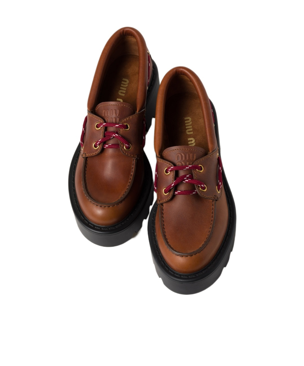 Miu Miu Leather Loafers In Green