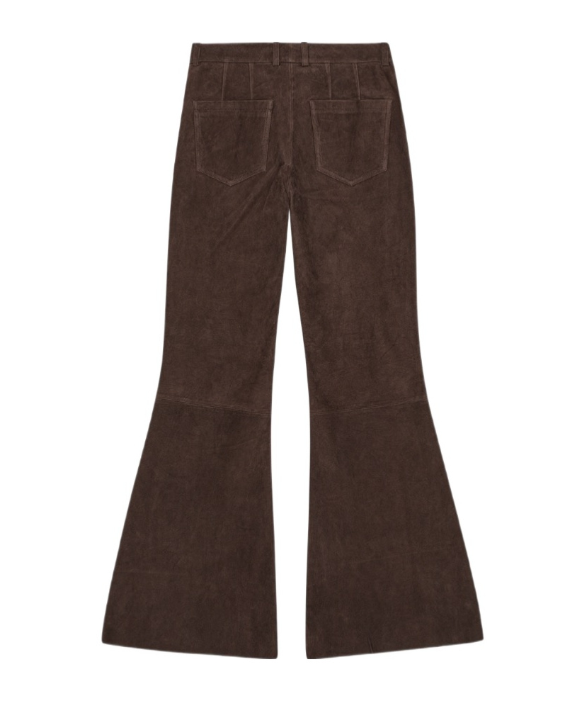 Remain Birger Christensen Flared Suede Trousers In Brown
