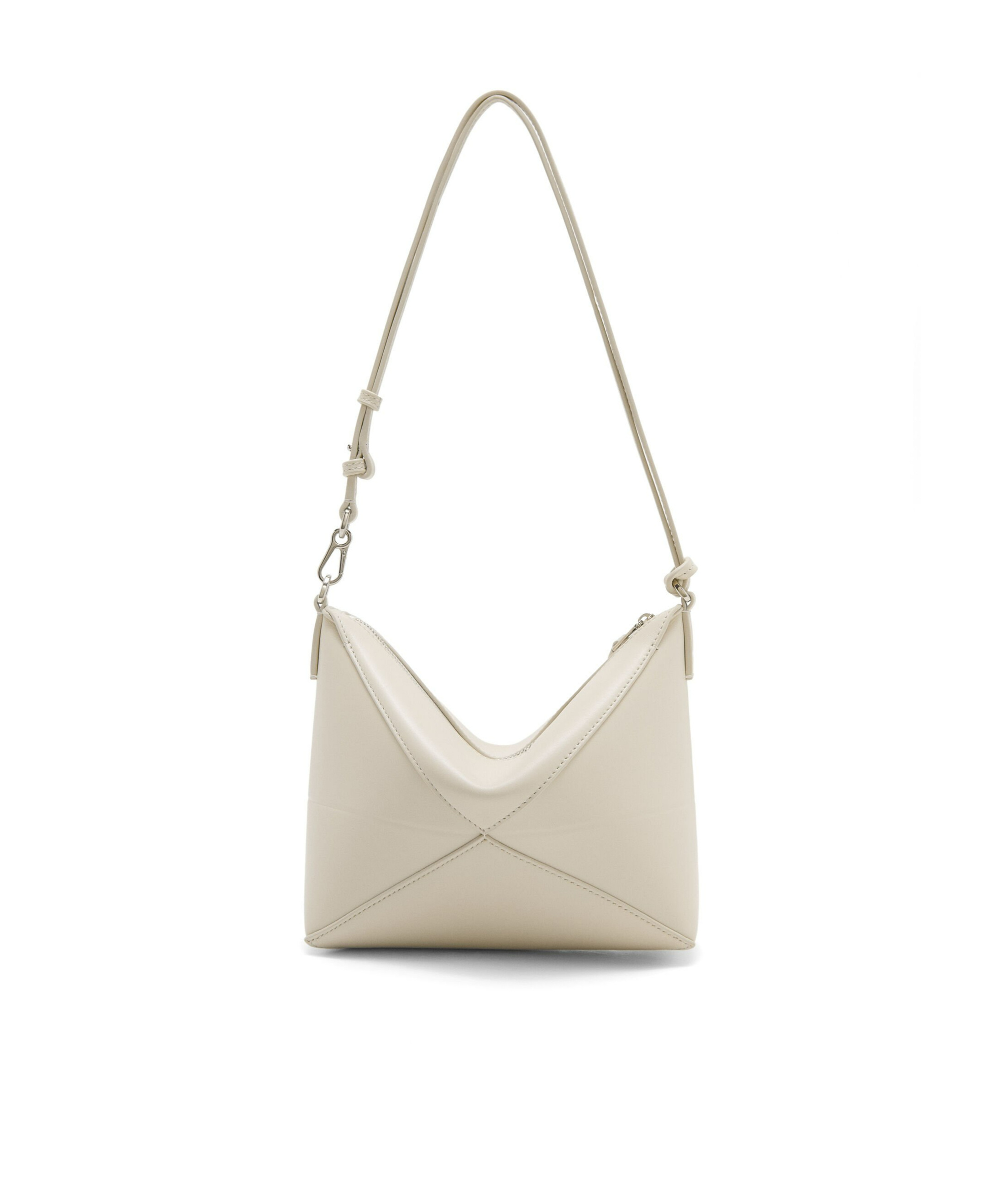 Loewe Puzzle Fold Leather Pouch Shoulder Bag In Nude