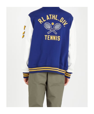 Polo Ralph Lauren Blue Fleece Varsity Jacket In Blue