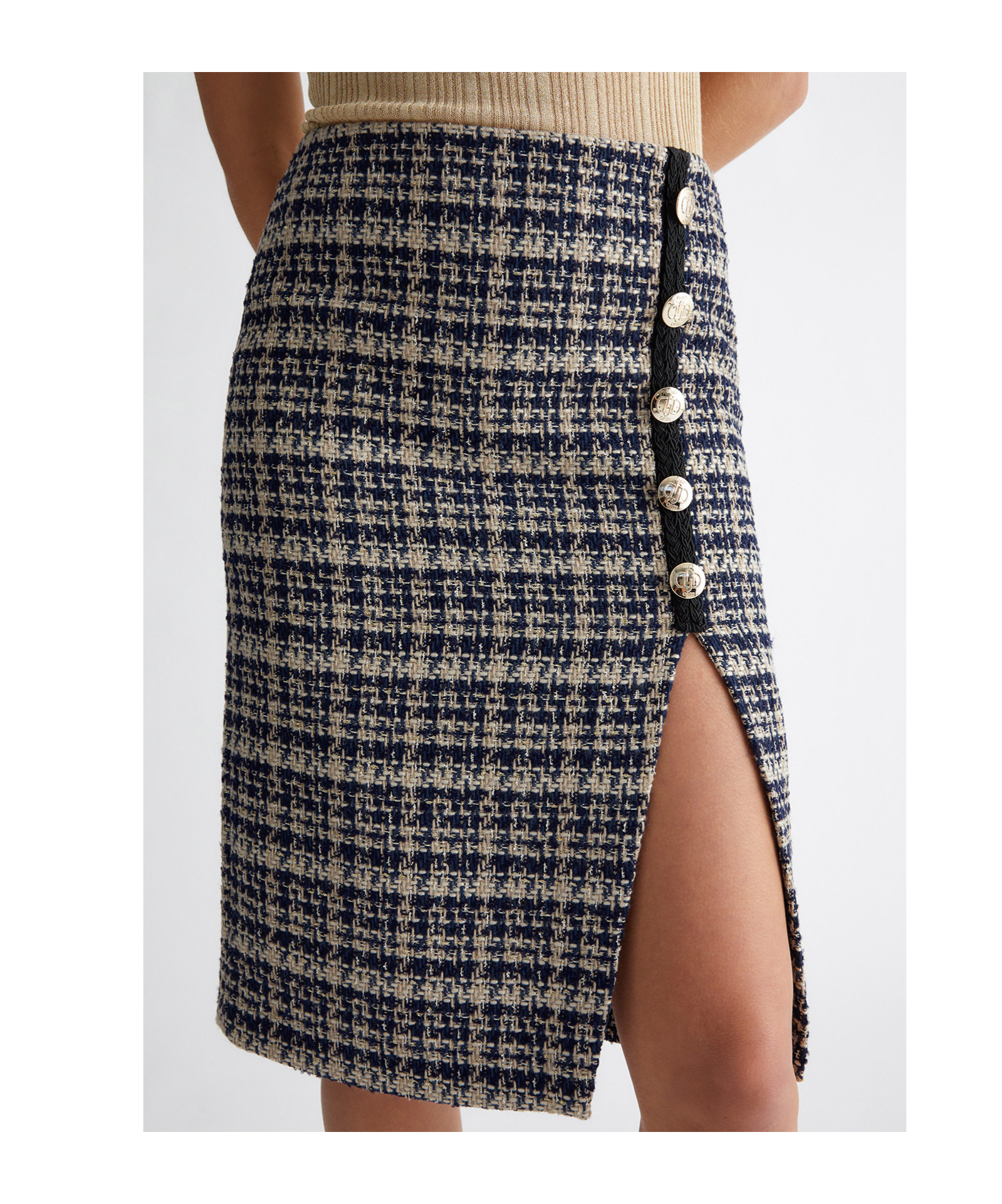Liu •jo Plaid Loop Skirt In Black