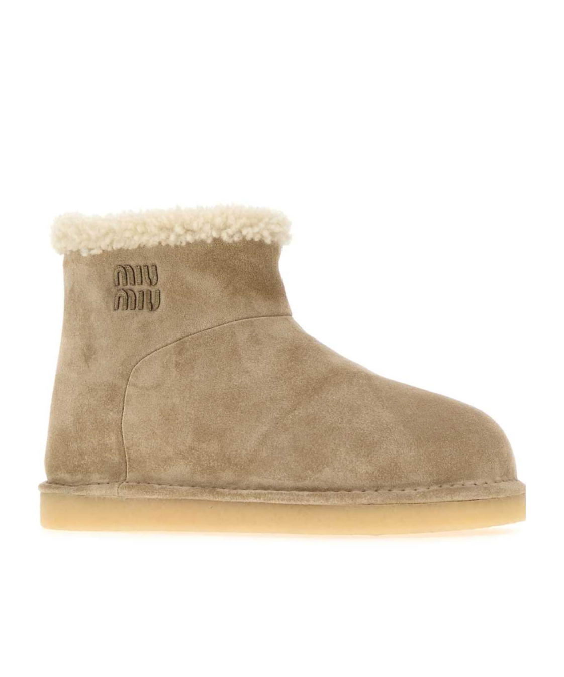 Miu Miu Cappuccino Suede Ankle Boots In Neutral