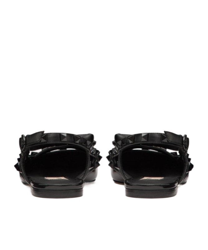 Valentino Rockstud Bow Slingback Ballerina In Patent Leather With Tone-on-tone Studs In Black