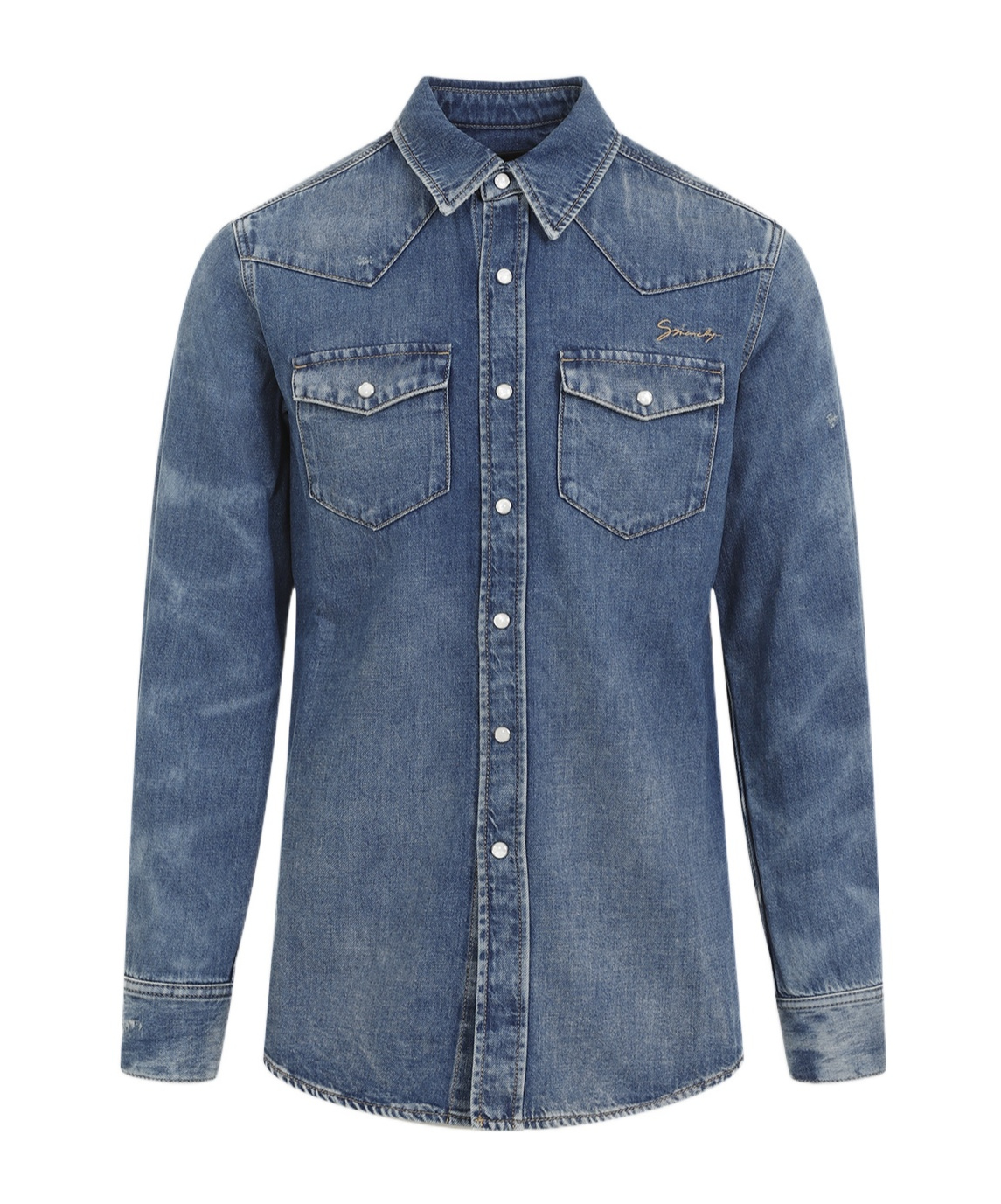Givenchy Straight Denim Shirt In Blue
