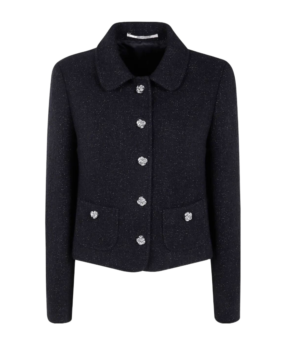 Tagliatore Idelle Rose-shaped Buttons Jacket In Black
