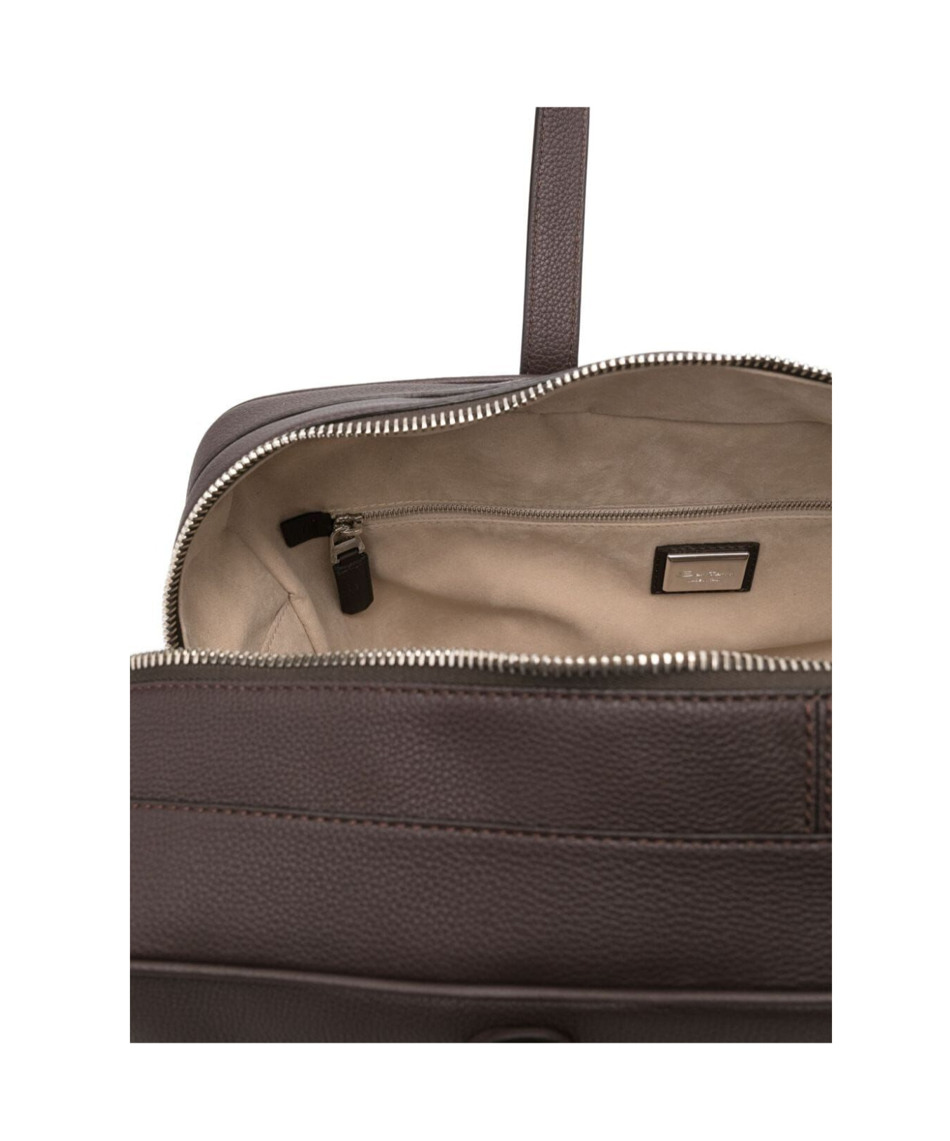 Santoni Double-handle Travel Bag In Black