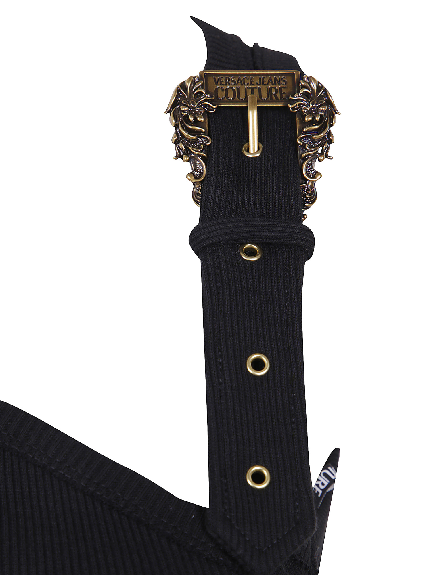 Versace Jeans Logo-buckle Midi Dress In Black