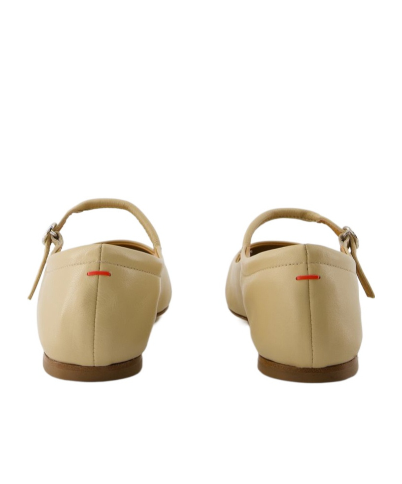 Aeyde Uma Metallic Mary Jane Ballerina Flats In Beige