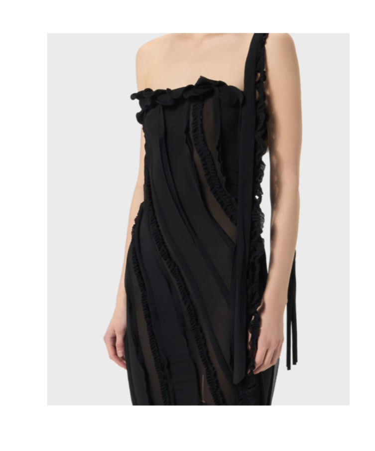 Blumarine Draped Evening Gown In Black
