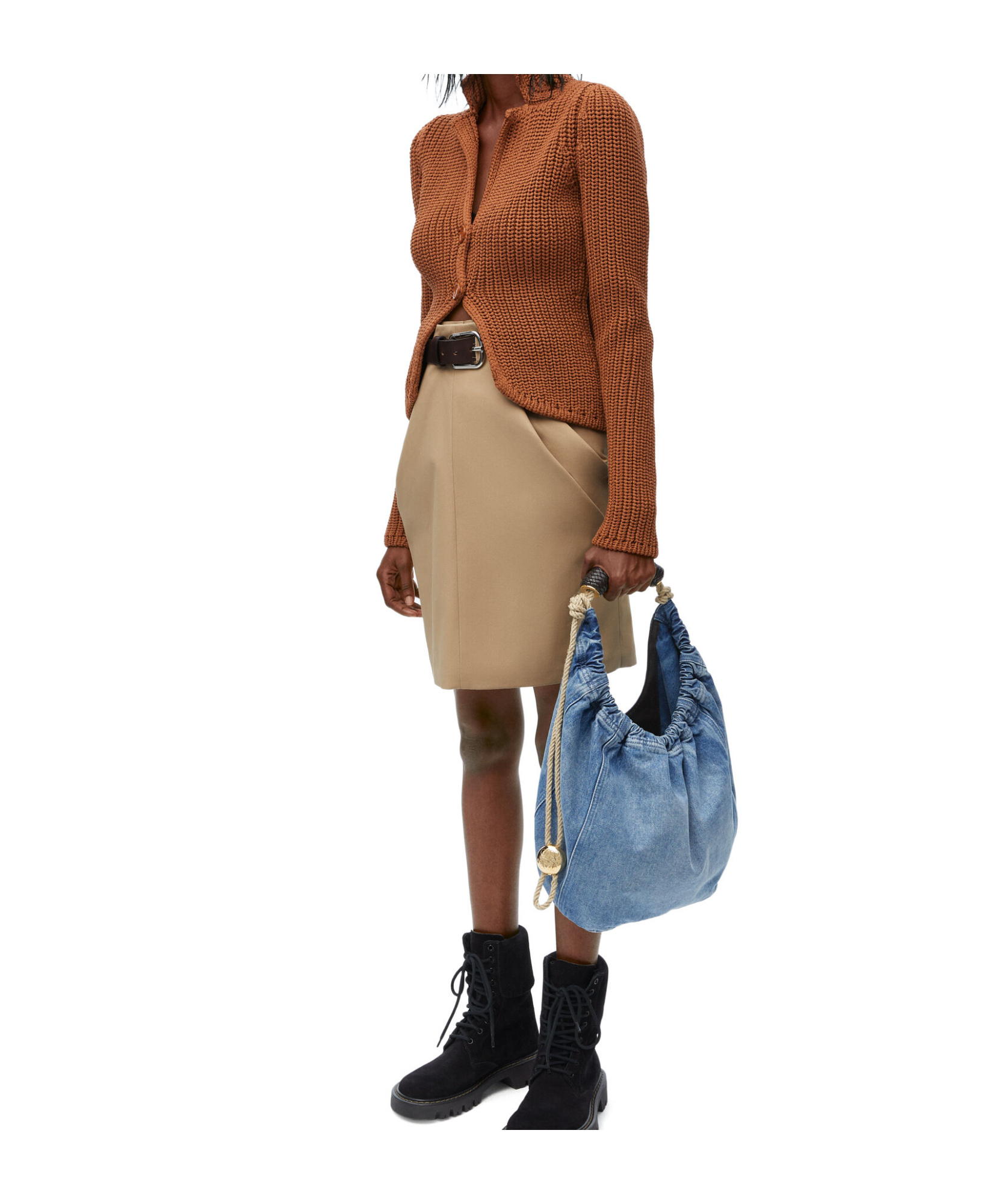 Loewe High-waist Draped Miniskirt In Green