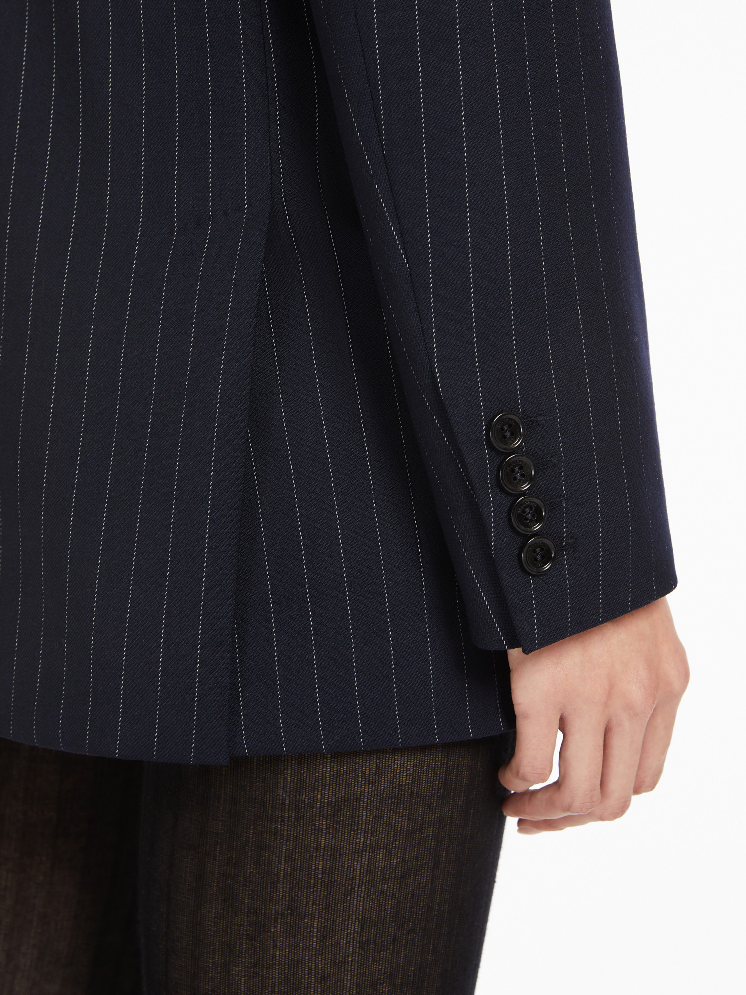Shop Max Mara Pinstripe Double-breasted Blazer In Black