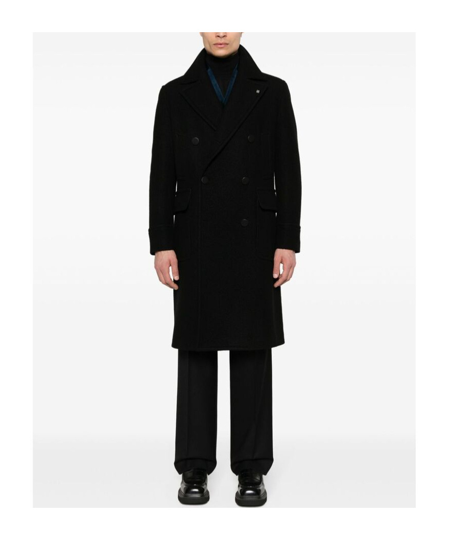 Shop Tagliatore Double-breasted Coat In Black
