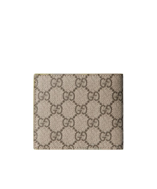 Gucci Men Beige Bi-fold Wallet With Double G Logo Plaque On The Front In Gg Canvas Man