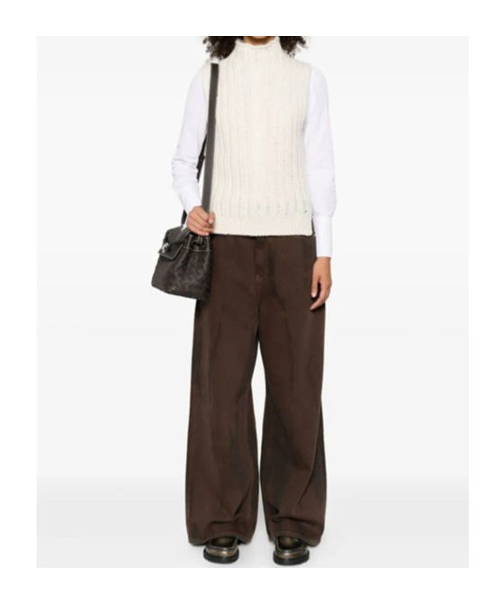 Peserico Ribbed High-neck Sleeveless Top In Neutral