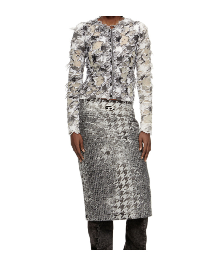Diesel Houndstooth Jacquard Cardigan In Multi
