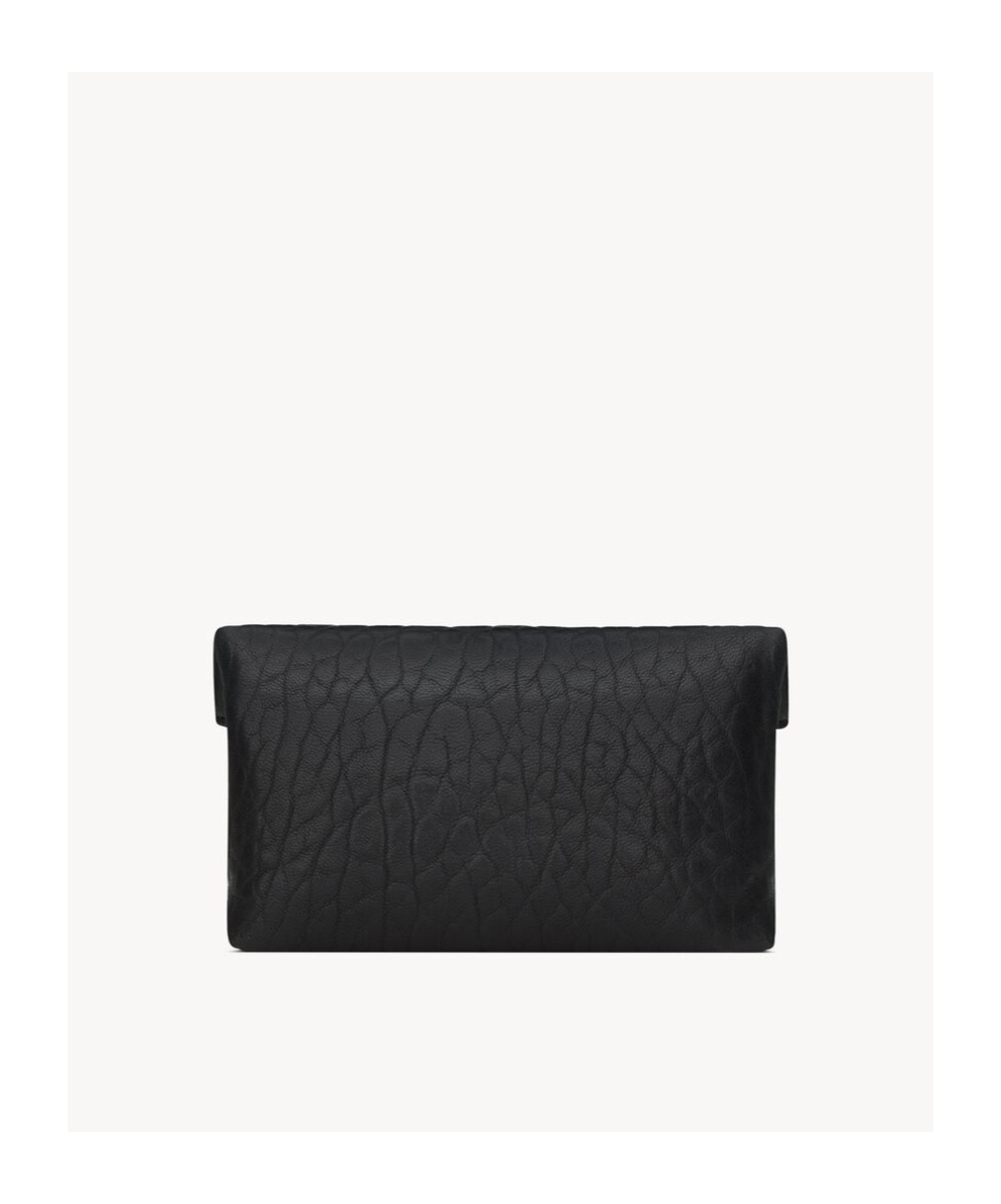 Saint Laurent Cassandre Envelope Card Case In Grained Leather In Black