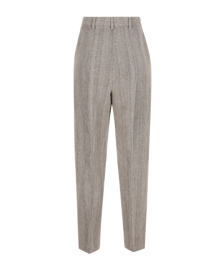 Loro Piana Relaxed Fit Trousers Pleated Design In Gray