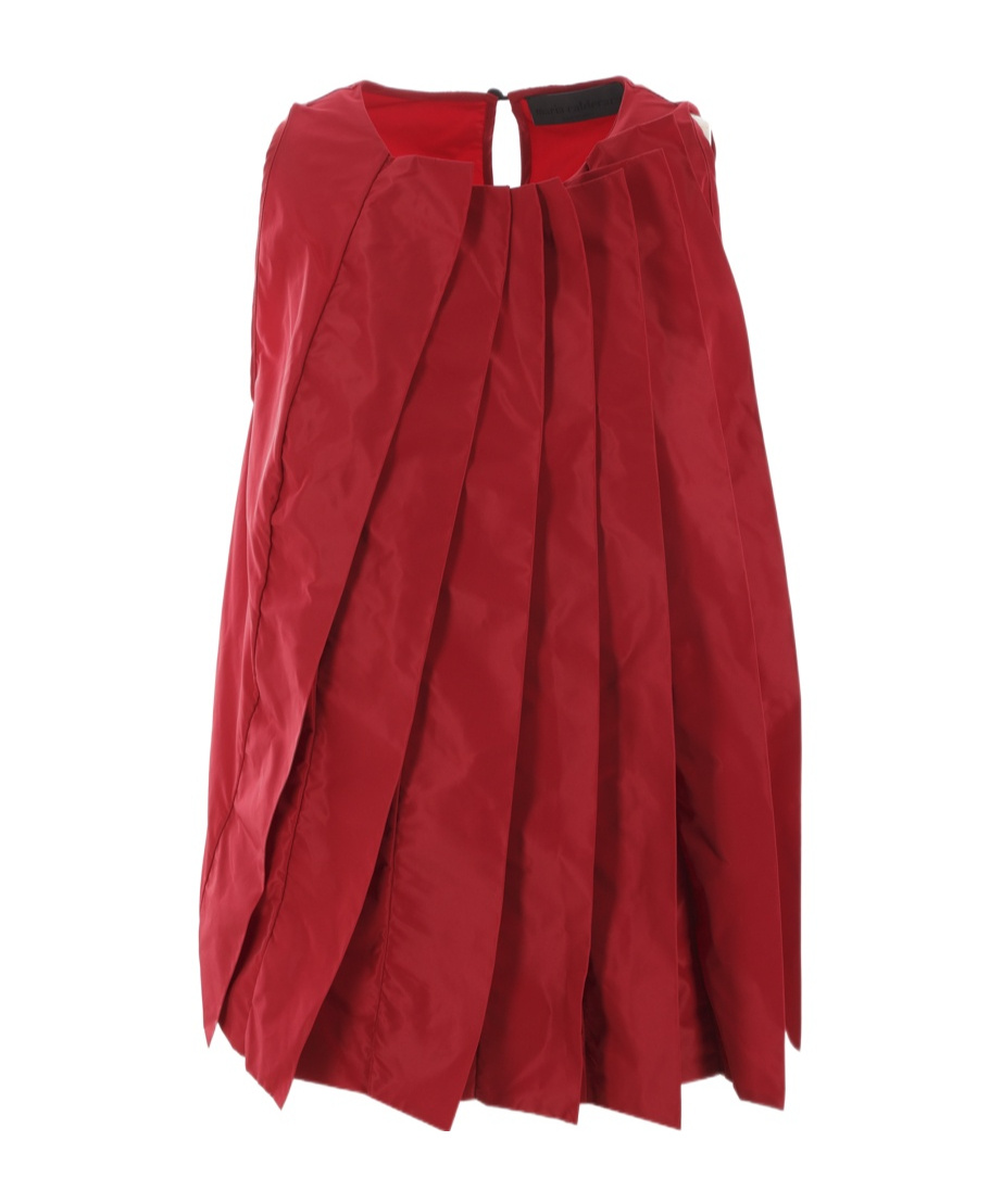 Maria Calderara Sleeveless Pleated Blouse In Red