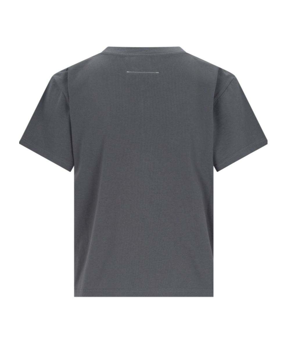 Mm6 Maison Margiela Mm6 Logo Print Round Neck Cotton T-shirt In Black