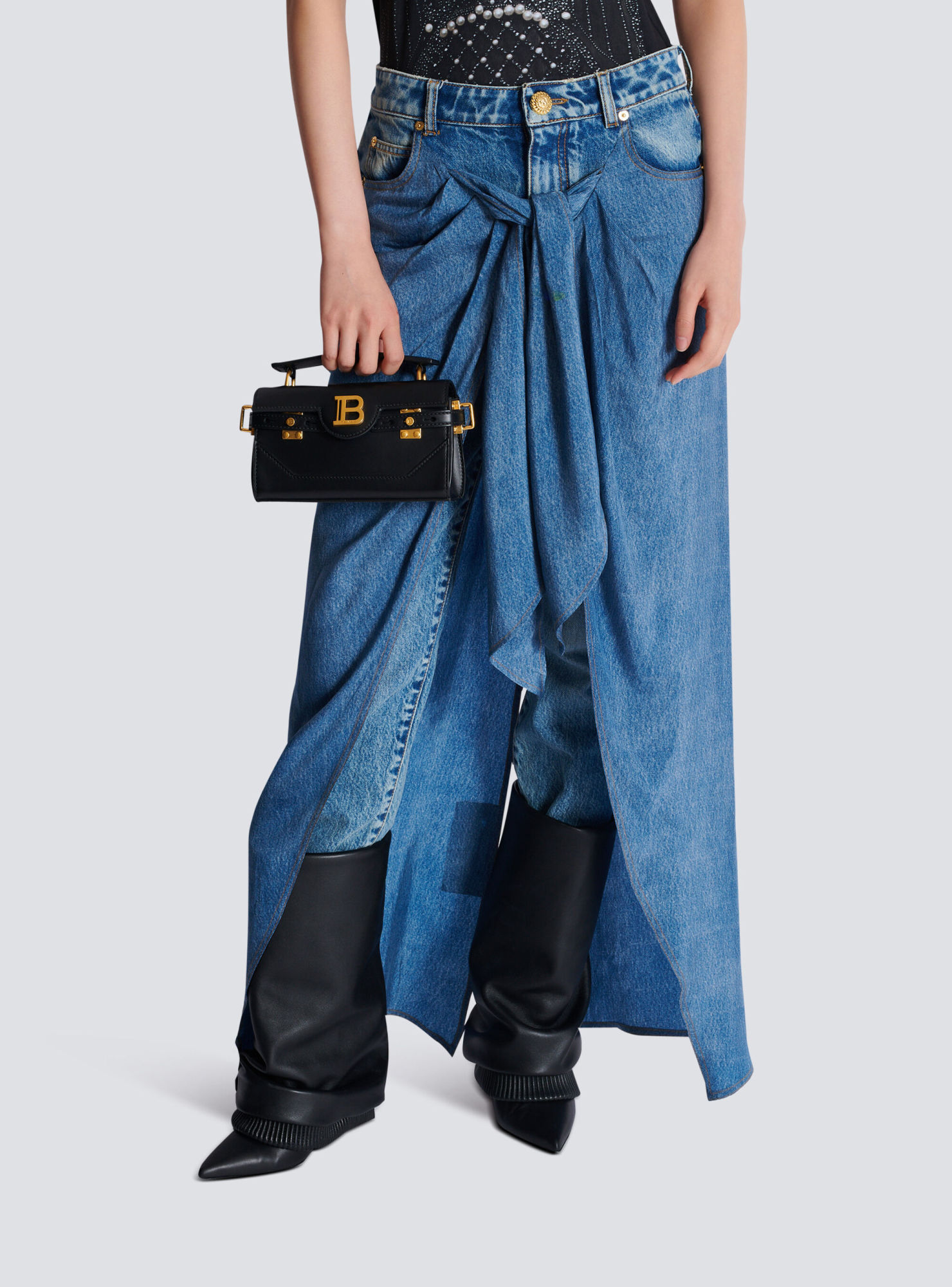 Balmain Small Top Handle B-buzz Bag In Black