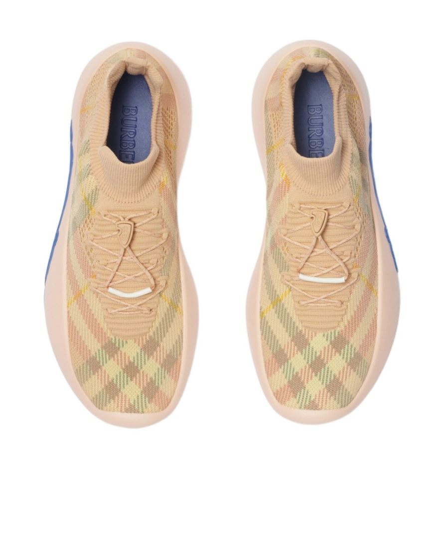 Burberry Women's Neptune Pink Checked Boots In Nude