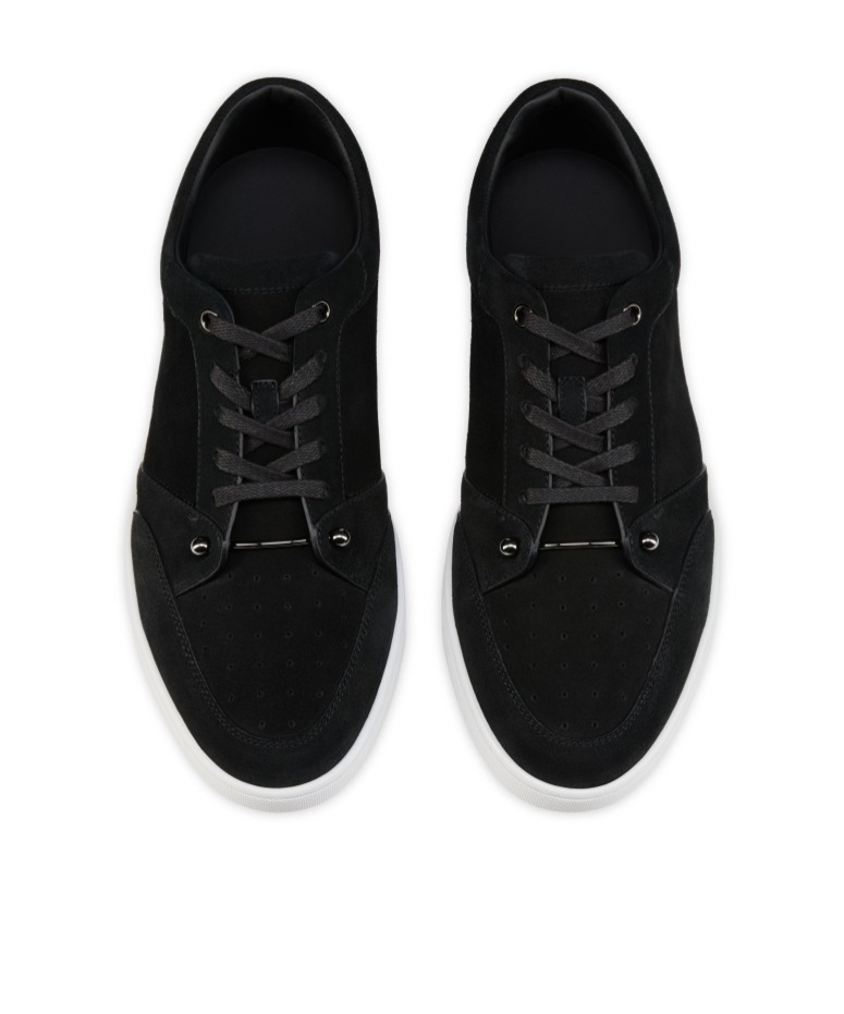 Christian Louboutin Chambelisneak Crosta Calf Leather Sneakers In Black