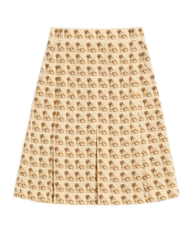 Valentino Crepe De Chine Skirt With Petit Charles Print In Brown