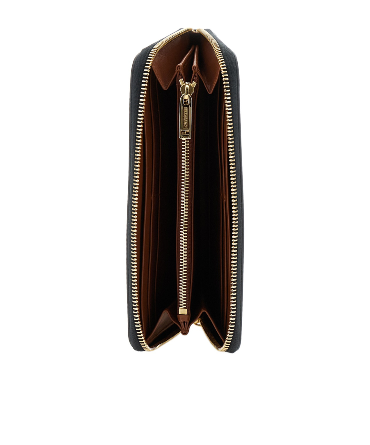 Ferragamo Hot Stamp Leather Continental Wallet In Black