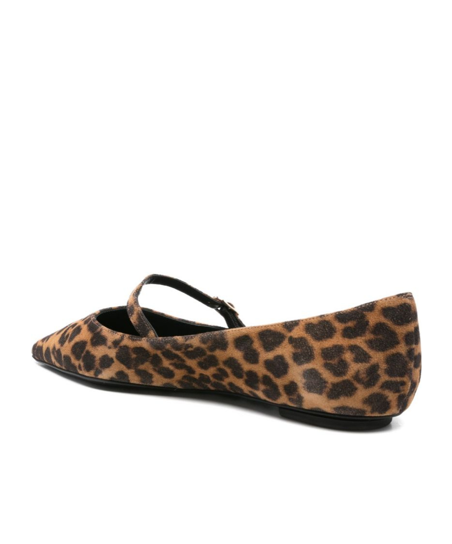 Stuart Weitzman Leopard Print Pointed-toe Ballet Flats In Brown