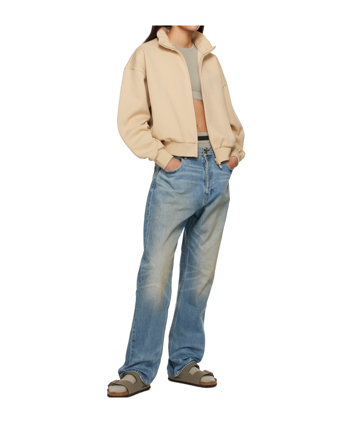 Essentials Fullzip Cotton-blend Jacket In Brown