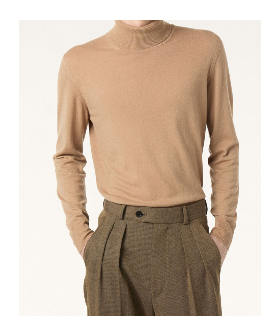 Loro Piana Turtleneck Ribbed-cuff Sweater In Brown