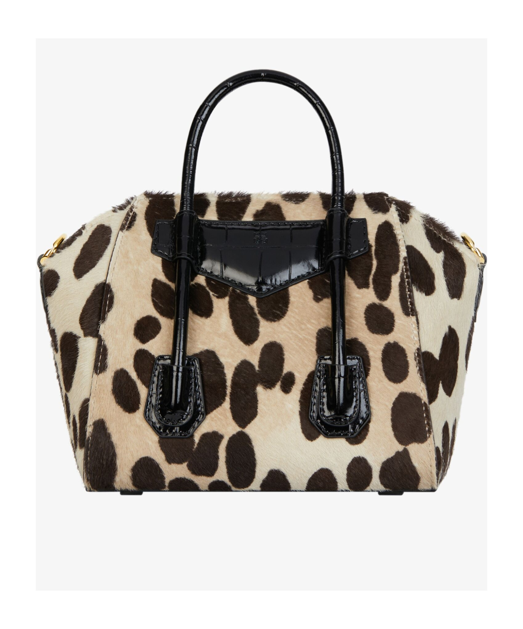 Givenchy Antigona Toy Lock Bag In Leopard Print Pony Leather In Black